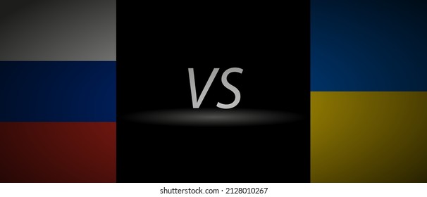 Conflict between Russia and Ukraine war concept. Russian and Ukrainian flag background.