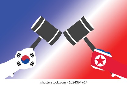 Conflict between South Korea and North Korea, governments conflict concept,