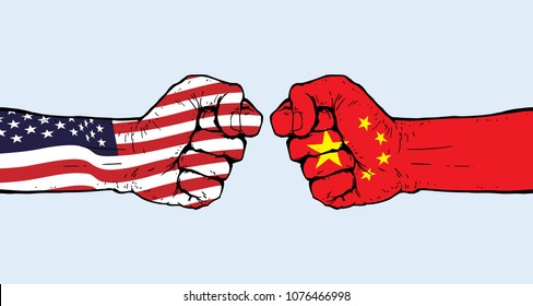 Conflict between USA and China illustration vector