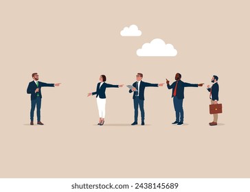 Conflict, blame, slander. Conflict between colleagues, difference opinion, disagree. Problem, fight. Flat vector illustration