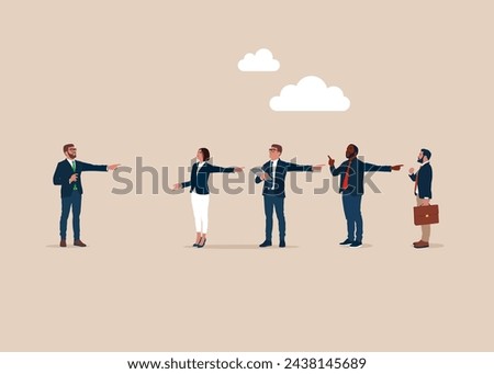 Conflict, blame, slander. Conflict between colleagues, difference opinion, disagree. Problem, fight. Flat vector illustration