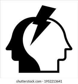 conflict , brain black filled vector icon isolated