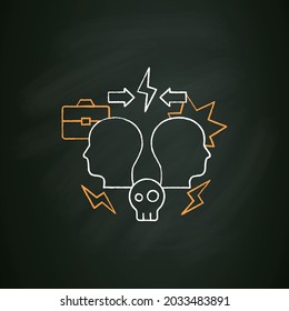 Conflict Chalk Icon.Dispute Between Two Persons. Disagreement At Work. Misunderstanding Concept.Isolated Vector Illustration On Chalkboard