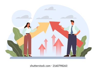 Conflict concept. Business controversy or disagreement. Communicative problems and failure. Disagreement between people, different interests conflict. Flat vector illustration