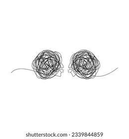 Conflict concept doodle art. Sketch. hand drawn vector illustration for psychology, therapy,mental health theme.