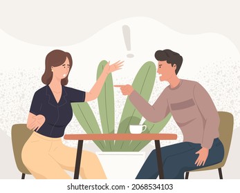 Conflict concept A man and a woman quarrel illustration