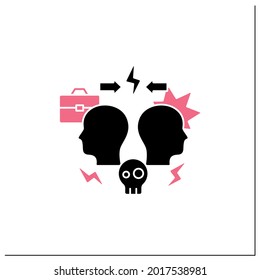 Conflict Glyph Icon. Dispute Between Two Persons. Disagreement At Work. Misunderstanding Concept.Filled Flat Sign. Isolated Silhouette Vector Illustration