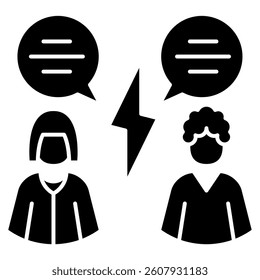 Conflict icon Black Filled style.