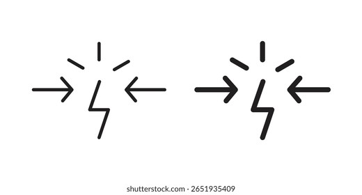Conflict icon. Flat and stroke versions. Graphic elements.