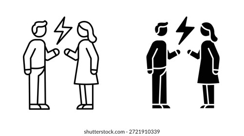 Icono de conflicto. Línea con trazo editable y plano para el Web