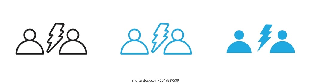 Conflict icon Outline vector line set
