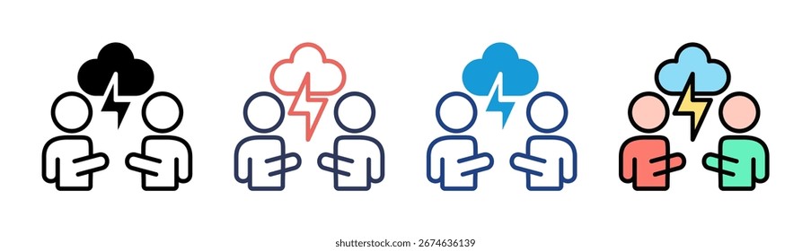 Conjunto de Ícones de Conflito de Coleção de Vários Estilos