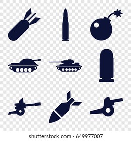 Conflict icons set. set of 9 conflict filled icons such as bomb, rocket bomb, cannon, bullet