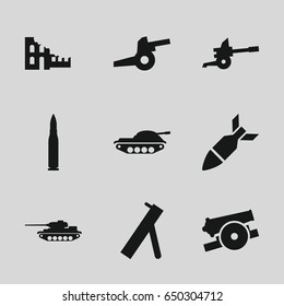 Conflict icons set. set of 9 conflict filled icons such as rocket bomb, cannon, bullet, tank