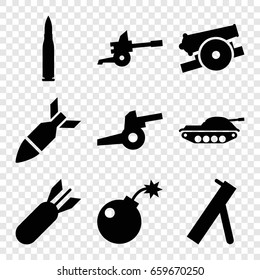 Conflict icons set. set of 9 conflict filled icons such as bomb, rocket bomb, cannon, bullet