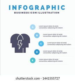 Conflict, In, People, Mind Solid Icon Infographics 5 Steps Presentation Background