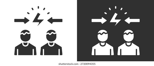 Conjunto De Ícones De Conflito De Interesses Conjunto De Vetores Isolados Em Preto E Branco