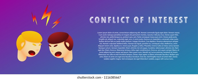 Conflict of interest. Vector illustration. Flat. Gradient.