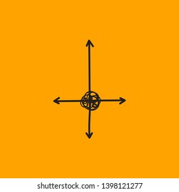 Conflict of interests icon, different directions in business, contradictions, arrows in different directions. Vector sketch logo