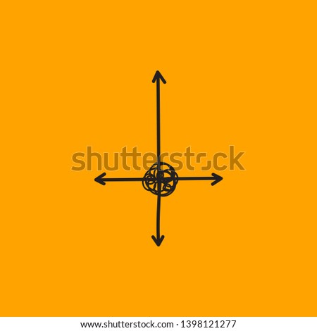 Conflict of interests icon, different directions in business, contradictions, arrows in different directions. Vector sketch logo