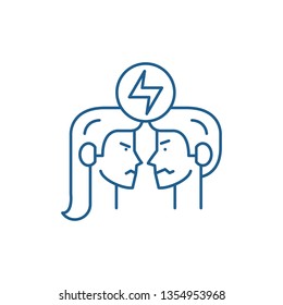 Conflict line icon concept. Conflict flat  vector symbol, sign, outline illustration.
