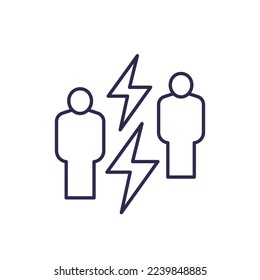 conflict line icon with two people