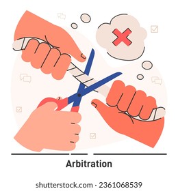 Gestión de conflictos. Carácter con habilidad para resolver conflictos. La persona resuelve un enfrentamiento, encuentra un compromiso en opiniones opuestas. Capacidad de negociación y mediación. Ilustración vectorial plana
