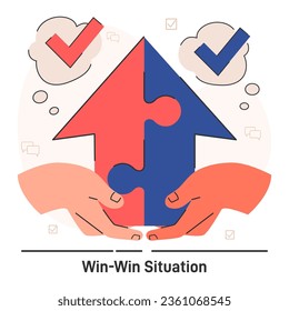 Conflict management. Character with conflict resolution skill. Person resolve a confrontation, find a win-win situation. Negotiation and mediation skill. Flat vector illustration