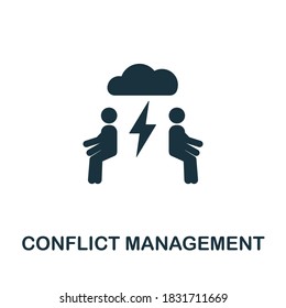 Conflict Management Icon. Creative Element Sign From Life Skills Collection. Monochrome Conflict Management Icon For Templates, Infographics And More.