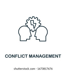 Conflict Management Icon From Life Skills Collection. Simple Line Conflict Management Icon For Templates, Web Design And Infographics