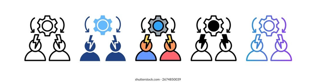 Icono de gestión de conflictos Ilustración vectorial múltiple