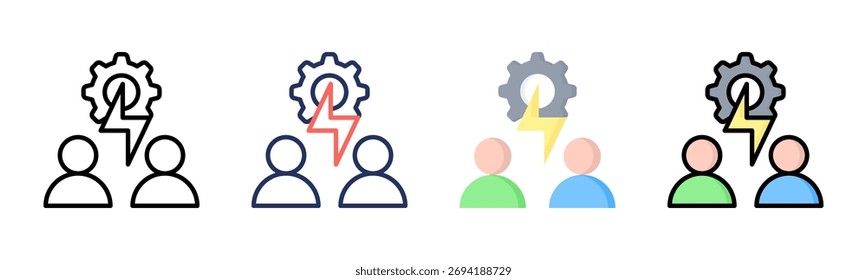 Conflict Management icon set multiple style collection