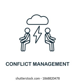 Conflict Management Icon. Simple Line Element From Life Skills Collection. Filled Conflict Management Icon For Templates, Infographics And More.