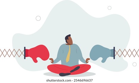 Conflict management, leadership skill to compromise and solving argument problem, negotiation or stop fighting concept.flat characters.