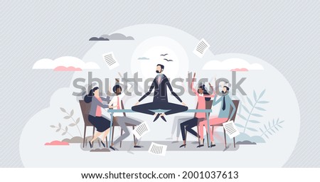 Conflict management and make compromise and mediation tiny person concept. Fighting, arguing and confrontation in workplace between opponents vector illustration. Calm communication despite discussion