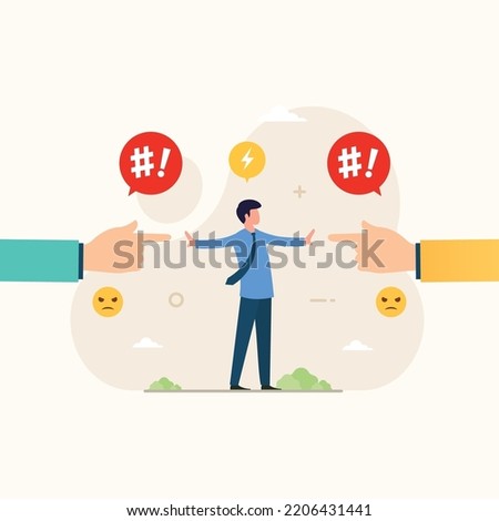 Conflict management, Man stop conflict or stop fighting. leadership skill to compromise and solving argument problem desain concept illustration