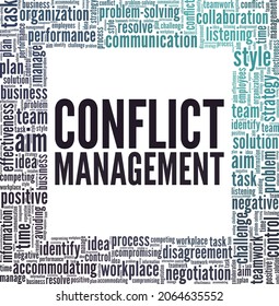 Conflict Management Vector Illustration Word Cloud Isolated On White Background.