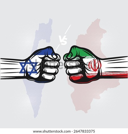 Conflict Metaphor: A stark visual representation of geopolitical tension, depicting a clash between Iran and Isreal through a bold illustration.