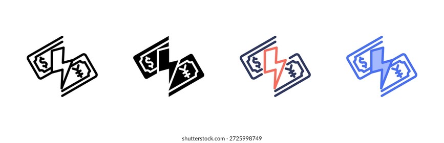 Conjunto de iconos de estilo múltiple de conflicto