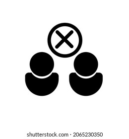 Icono de vector de contorno de conflicto. Cruzar.  Equivocado. Gente. Advertencia de prohibición. Comunicación. Ilustración de diseño de línea simple plana. 