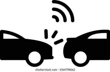 Conflict Over Spectrum Vector Glyph Icon Design, Autonomous Driverless Vehicle Hit Symbol, Robo Car Sign, Automated Driving System Stock Illustration, Self Driving Vehicular Communication V2v Systems