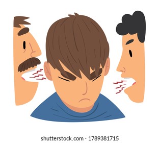 Conflict With Parents, Angry Mother And Father Having A Quarrel Arguing With Rebellious Teen Son Vector Illustration