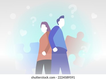 Konfliktstreit oder Eheproblem. Situationship Concept Illustration. Unsicherheit in den Beziehungen zwischen den Partnern, keine Pläne für die Zukunft