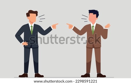 Conflict resolution and conflict between two person at office workplace for two person blaming each others pointing finger to another quarrelling business person. Conflict at office work two officer