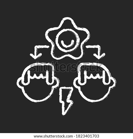Conflict resolution chalk white icon on black background. Communication skills, problem solving, reconciliation. Family therapy, consultation service. Isolated vector chalkboard illustration