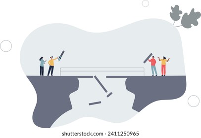 Conflict resolution in corporate world to restore business team.Collaboration and partnership after disagreement solving.flat vector illustration.