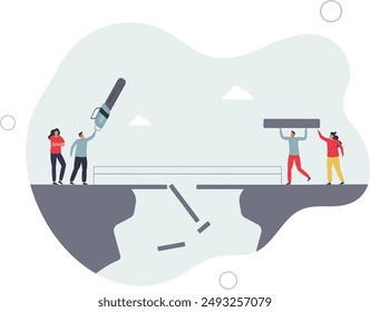 Conflict resolution in corporate world to restore business team.Collaboration and partnership after disagreement solving.flat design.illustration with people.