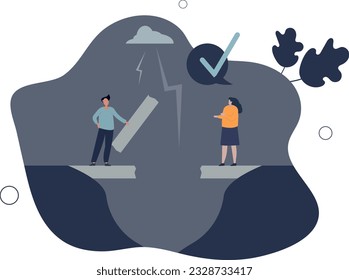 Conflict resolution and disagreement problem management.Marriage divorce or business negotiation with anger, debate, dispute or confrontation arguing battle.flat vector illustration.
