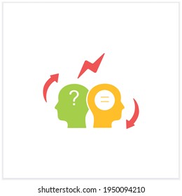 Conflict resolution flat icon.Conflict between two persons.Peaceful solution to disagreement.Resolves issues sensibly and fairly.Misunderstanding concept. Vector illustration