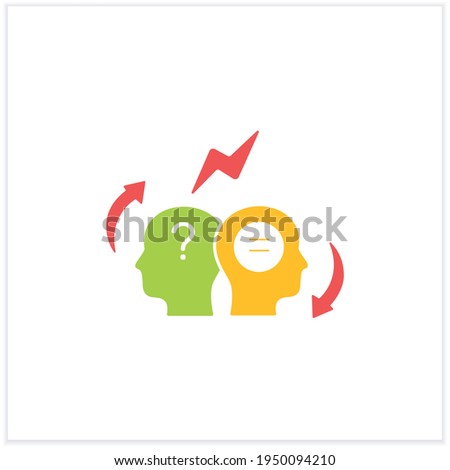 Conflict resolution flat icon.Conflict between two persons.Peaceful solution to disagreement.Resolves issues sensibly and fairly.Misunderstanding concept. Vector illustration